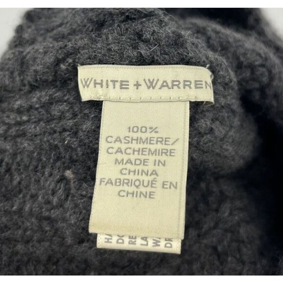 White + Warren Hat Cashmere Gray Plush Rib Beanie Winter Outdoor Knit Crochet - Picture 4 of 6